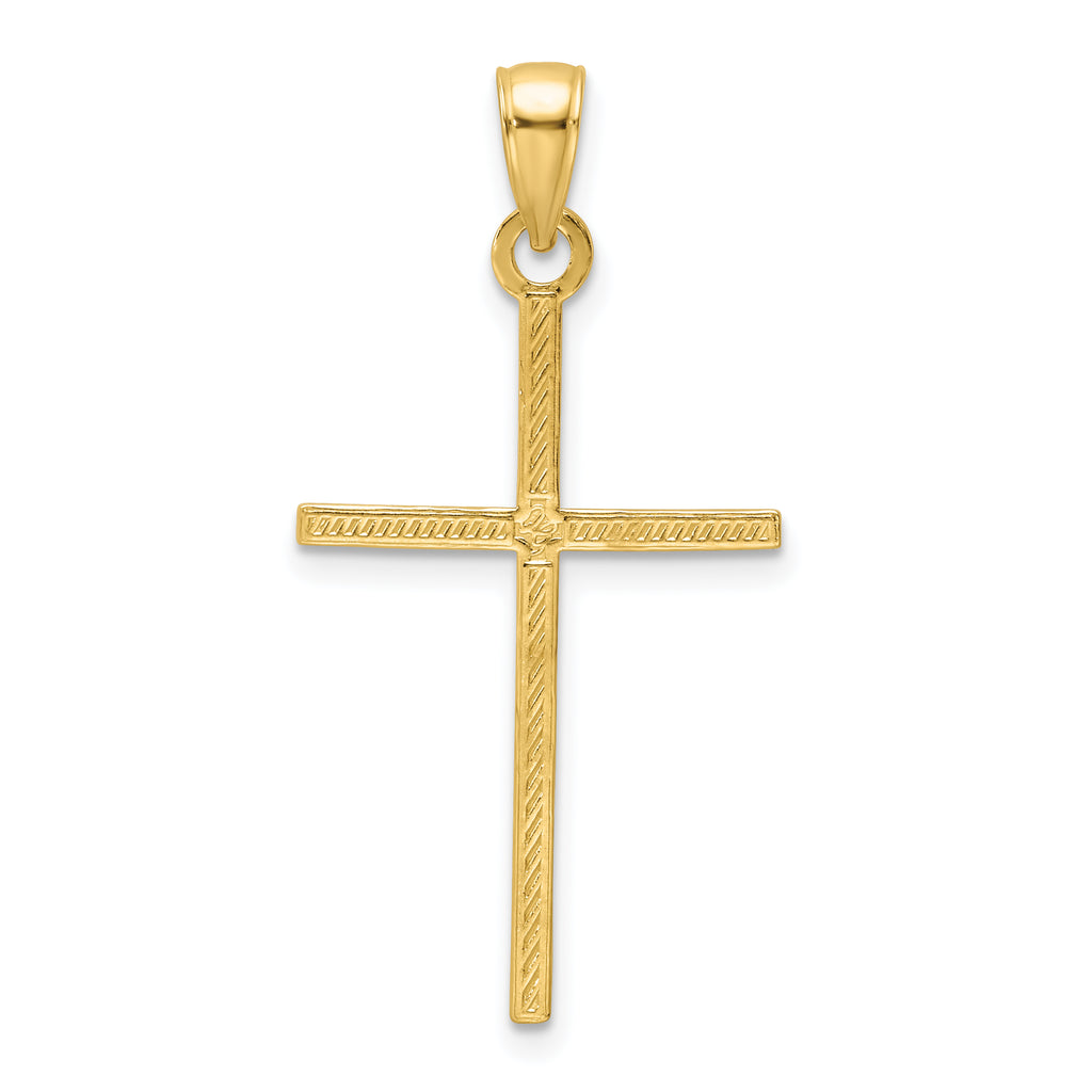 14K Polished Beaded Cross Pendant
