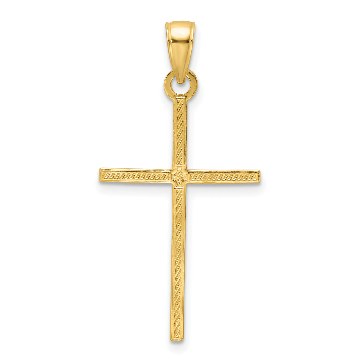 14K Polished Beaded Cross Pendant