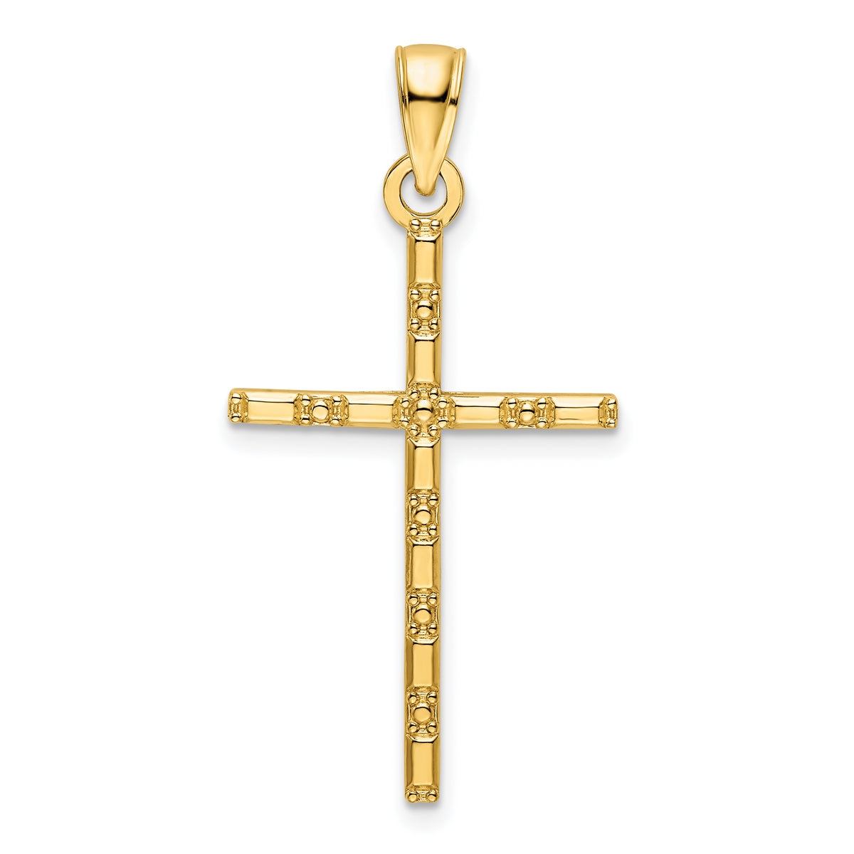 14K Polished Beaded Cross Pendant Main image