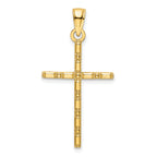 14K Polished Beaded Cross Pendant