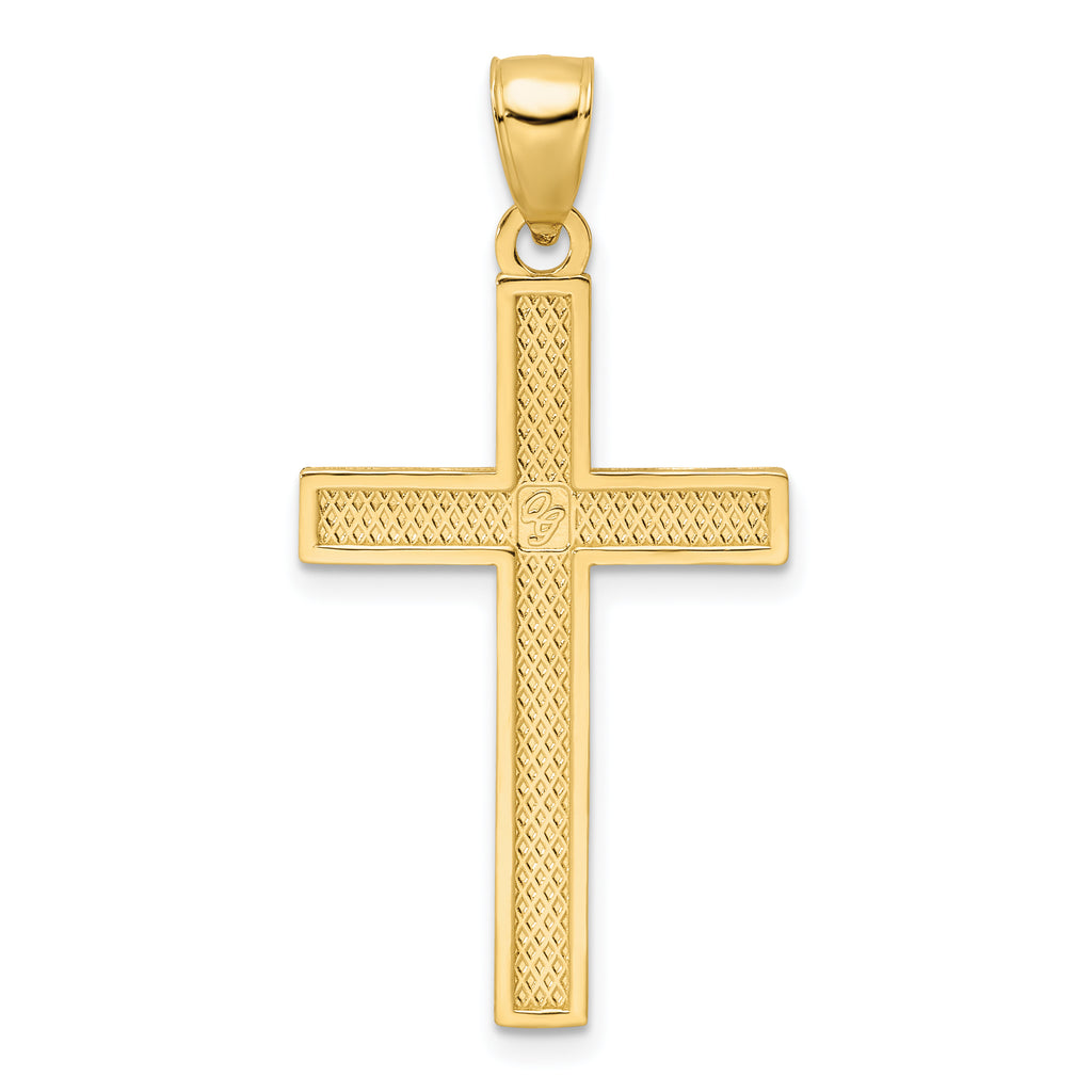 14K Polished Beaded Cross Pendant
