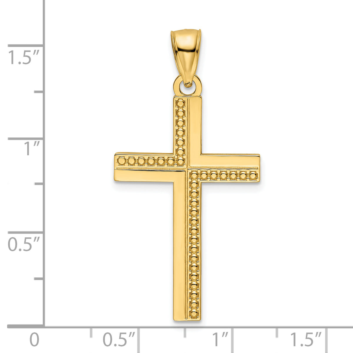 14K Polished Beaded Cross Pendant