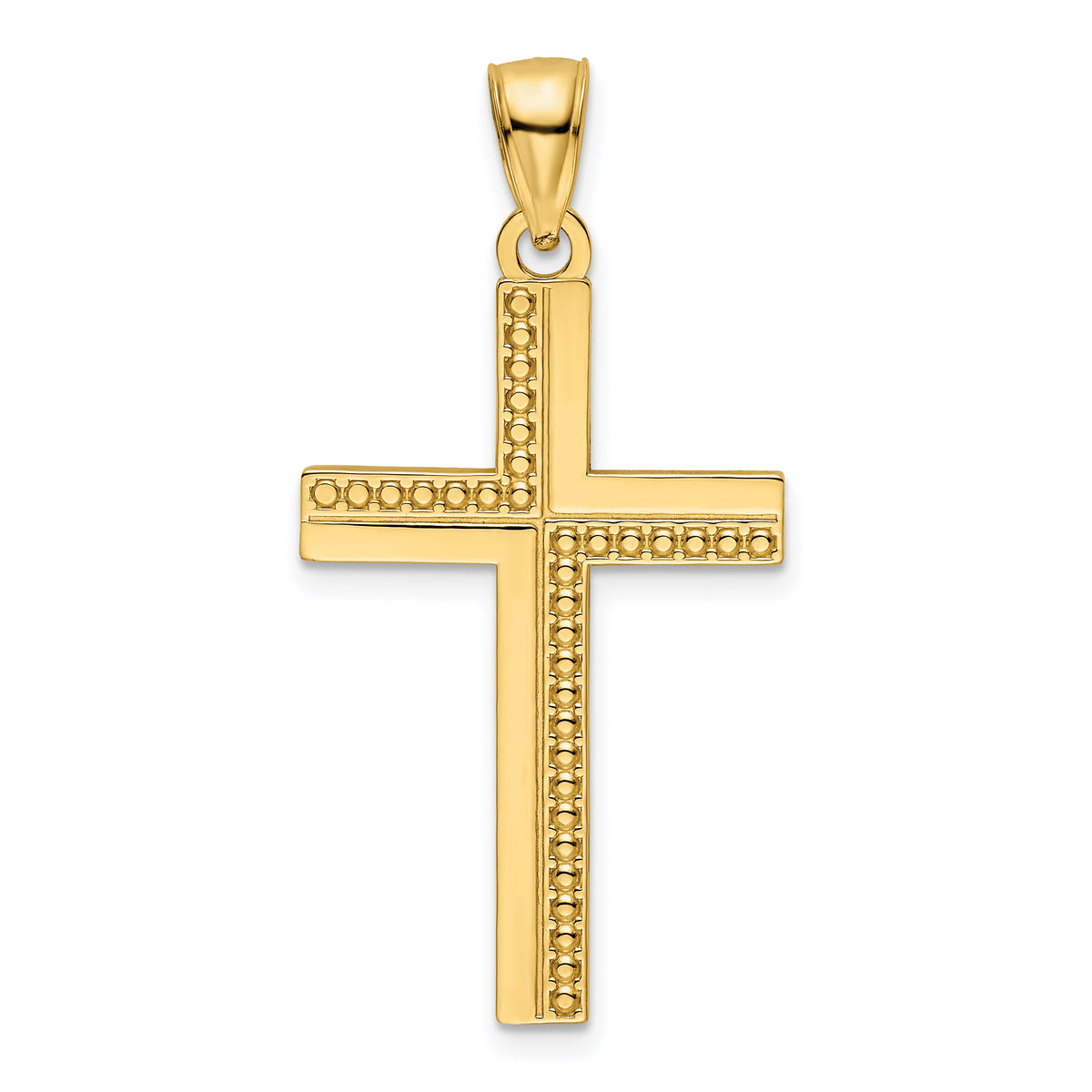 14K Polished Beaded Cross Pendant Main image