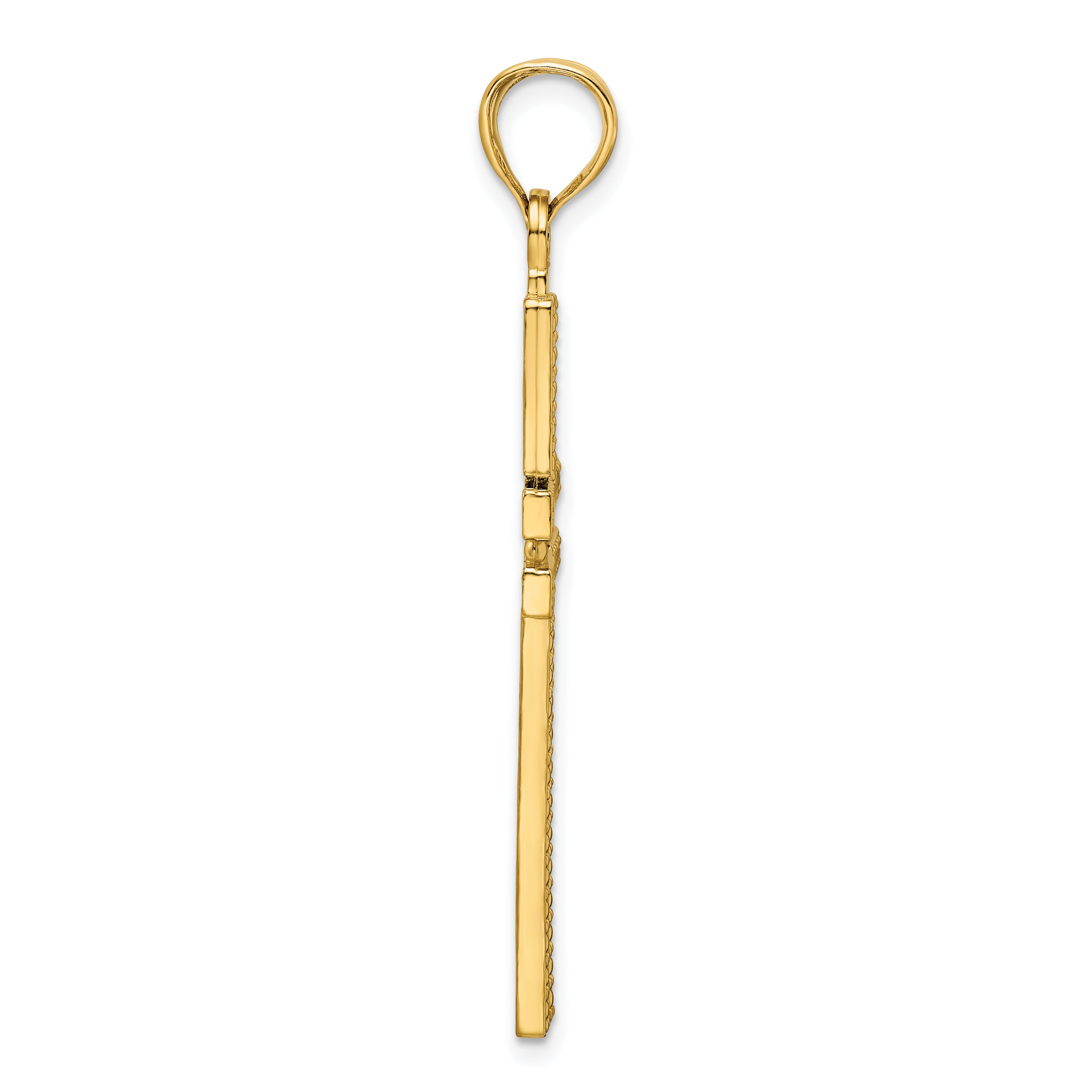 14K Polished Beaded Cross Pendant Secondary image