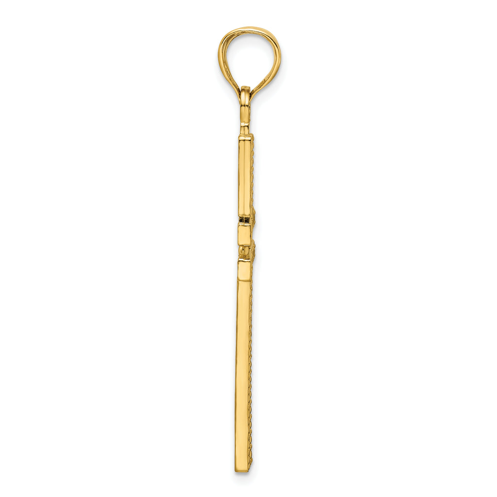 14K Polished Beaded Cross Pendant