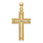 14K Polished Beaded Cross Pendant