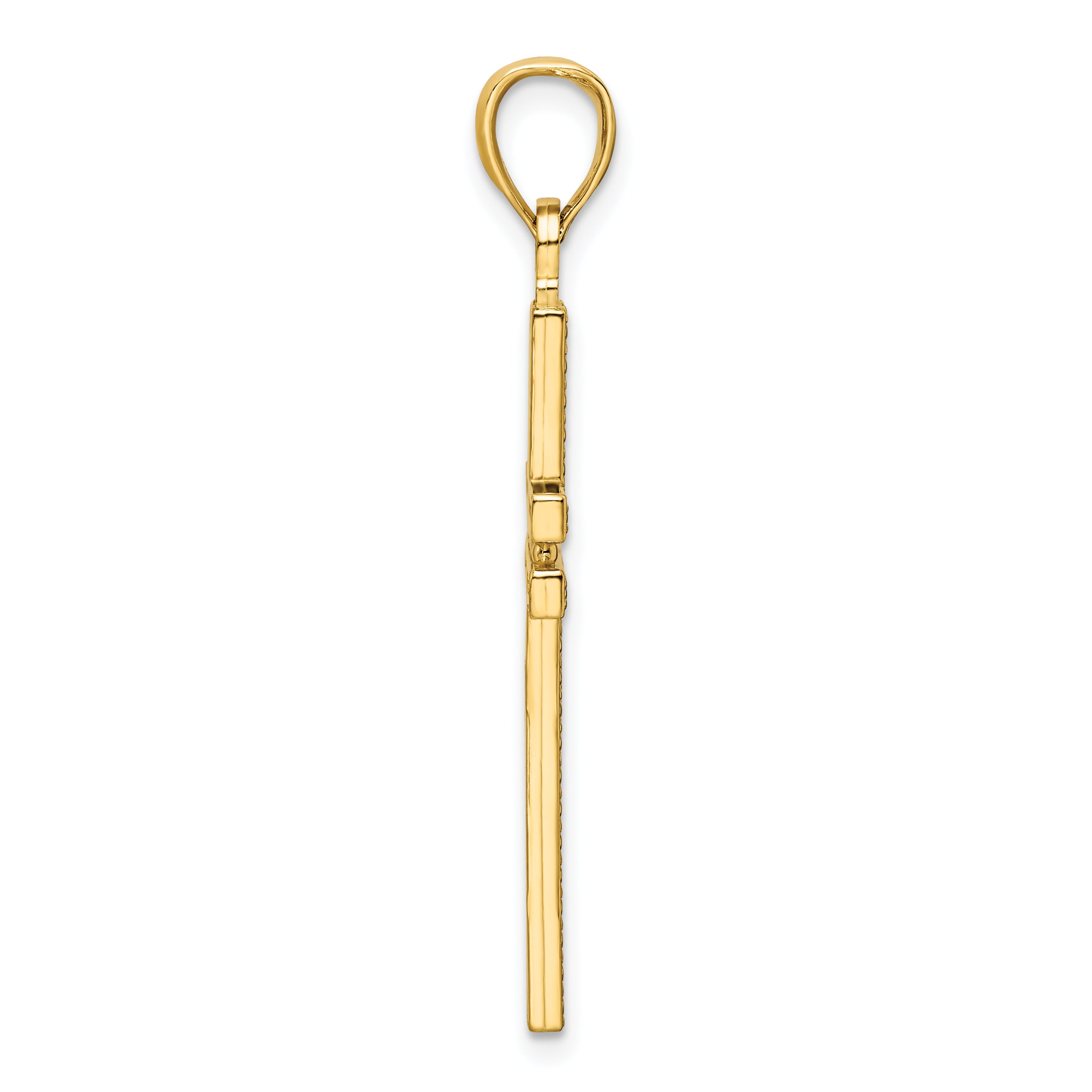 14K Polished Beaded Cross Pendant Secondary image