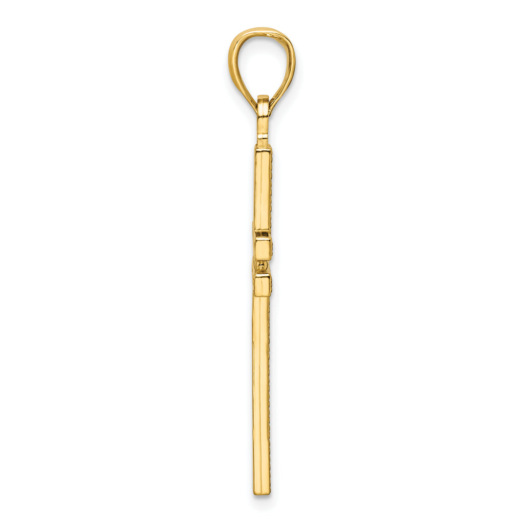 14K Polished Beaded Cross Pendant