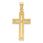 14K Polished Beaded Cross Pendant