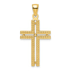 14K Polished Beaded Cross Pendant
