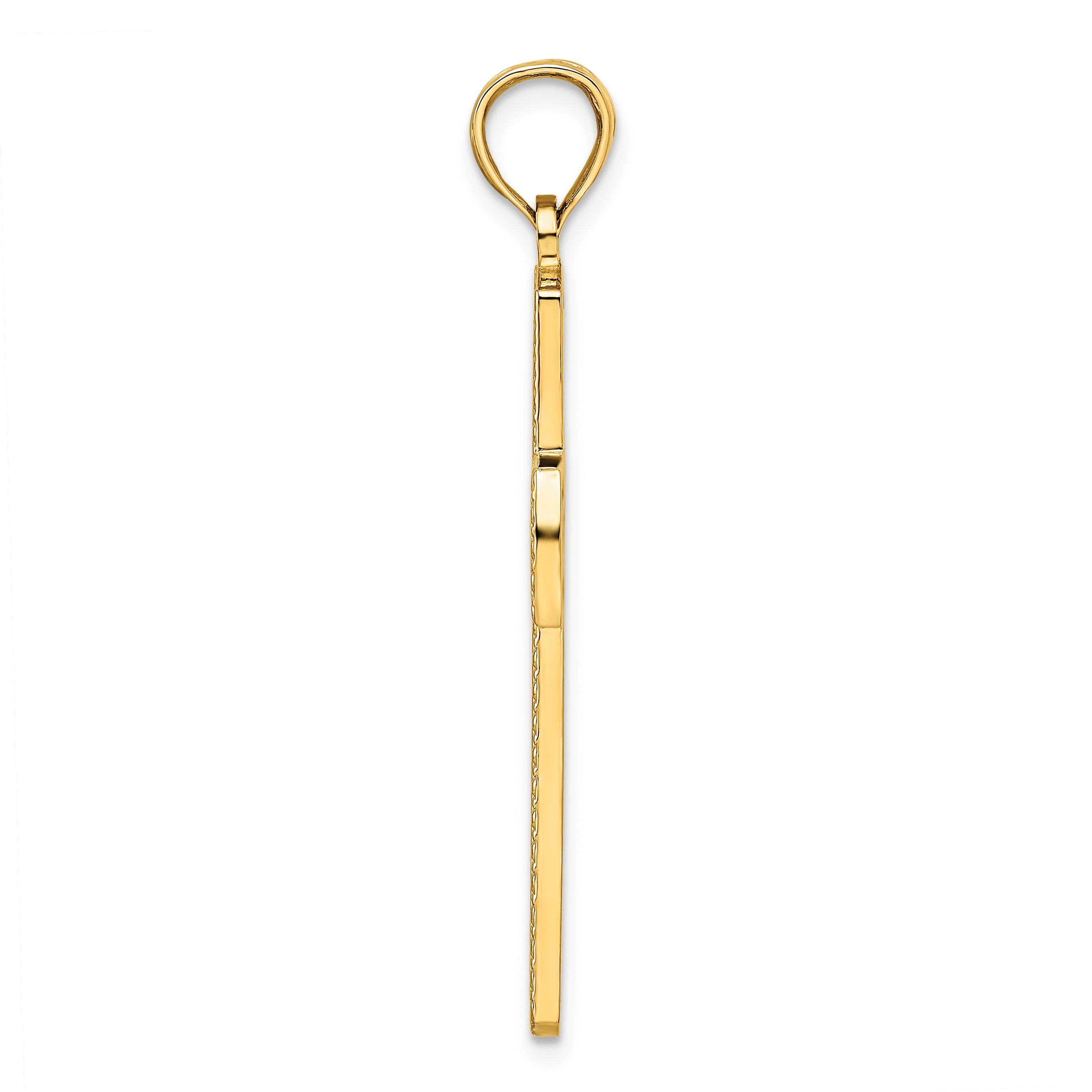 14k Beaded & Polished Cross Pendant Secondary image