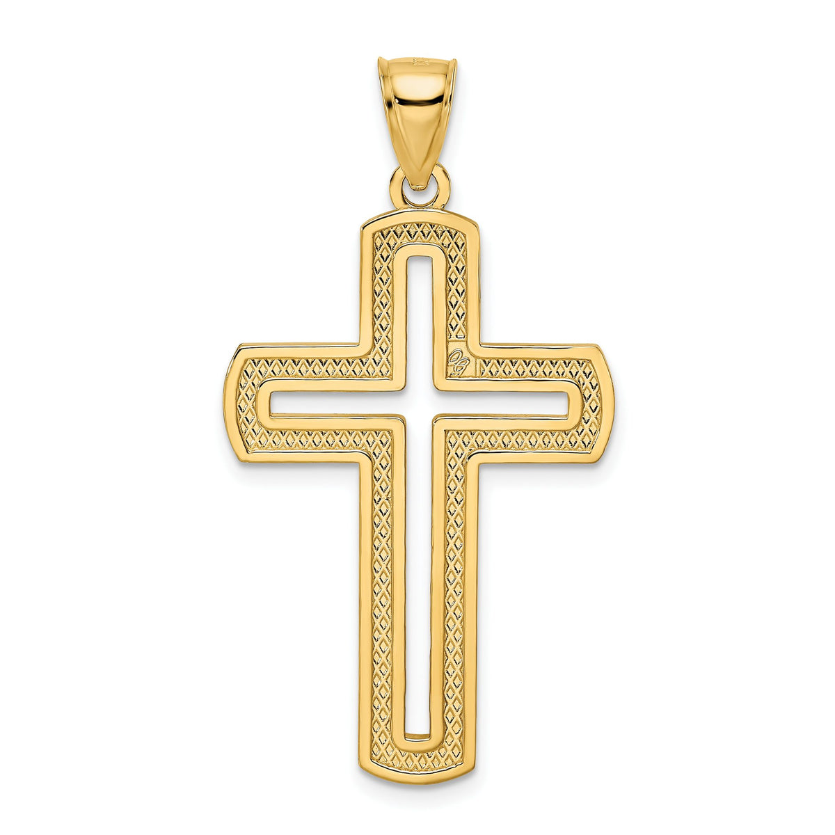 Large Beaded Cut-Out Cross Pendant in 14K Yellow Gold, 44mm - Sophia Jewelers