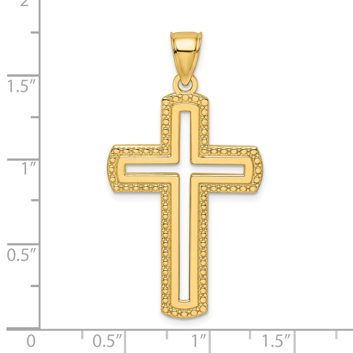 Large Beaded Cut-Out Cross Pendant in 14K Yellow Gold, 44mm - Sophia Jewelers