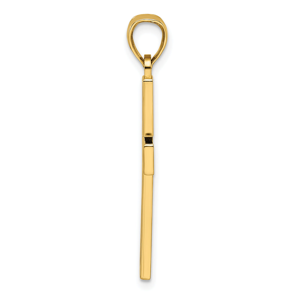Beaded Double Cross Pendant in 14K Yellow Gold, 36mm - Sophia Jewelers