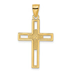 Beaded Double Cross Pendant in 14K Yellow Gold, 36mm - Sophia Jewelers