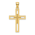 Beaded Double Cross Pendant in 14K Yellow Gold, 36mm - Sophia Jewelers