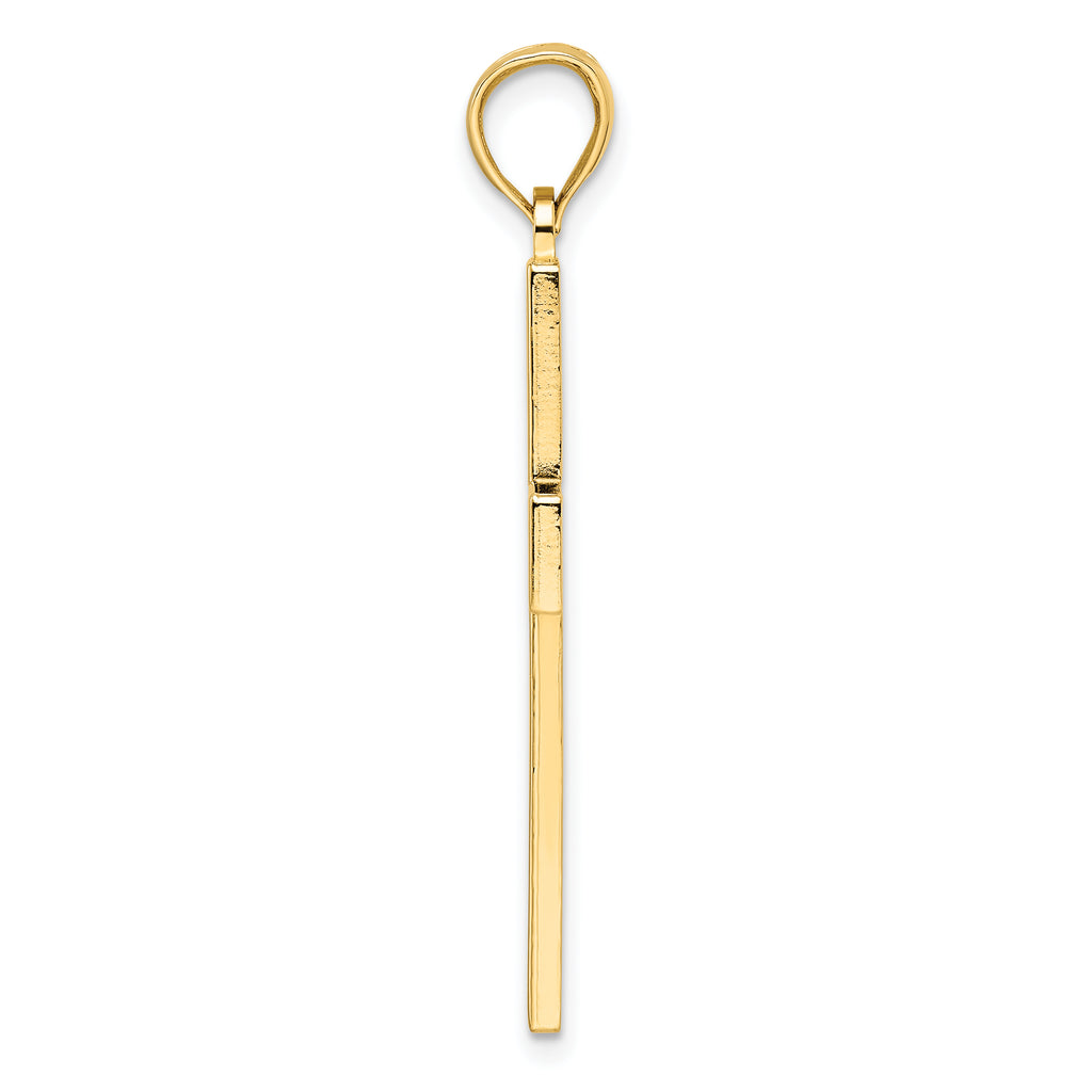 Beaded Double Cross Pendant in 14K Yellow Gold, 43mm - Sophia Jewelers