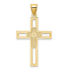 Beaded Double Cross Pendant in 14K Yellow Gold, 43mm - Sophia Jewelers