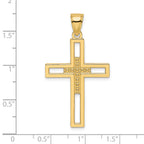 Beaded Double Cross Pendant in 14K Yellow Gold, 43mm - Sophia Jewelers