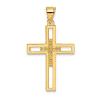 Beaded Double Cross Pendant in 14K Yellow Gold, 43mm - Sophia Jewelers