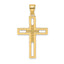 Beaded Double Cross Pendant in 14K Yellow Gold, 43mm - Sophia Jewelers
