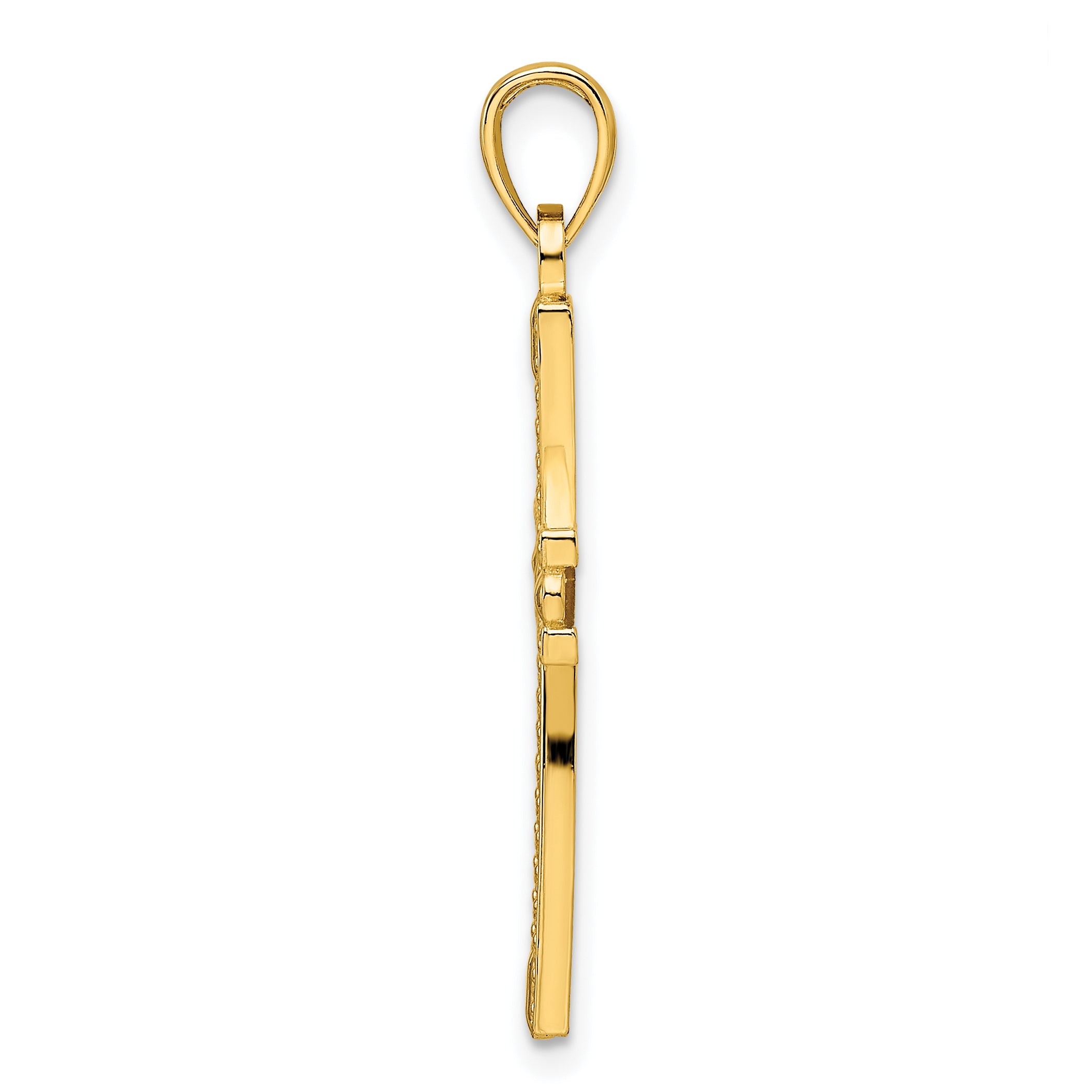 14k Beaded & Polished Cross Pendant Secondary image