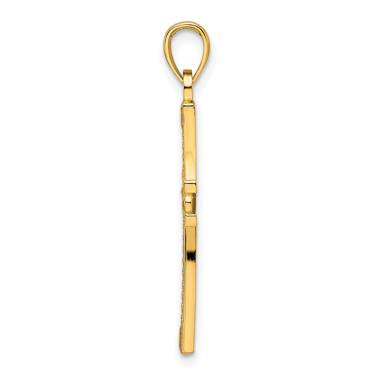 Beaded Cross Pendant in 14K Yellow Gold, 20x29mm - Sophia Jewelers