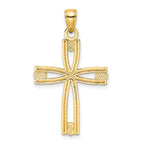 Beaded Cross Pendant in 14K Yellow Gold, 20x29mm - Sophia Jewelers