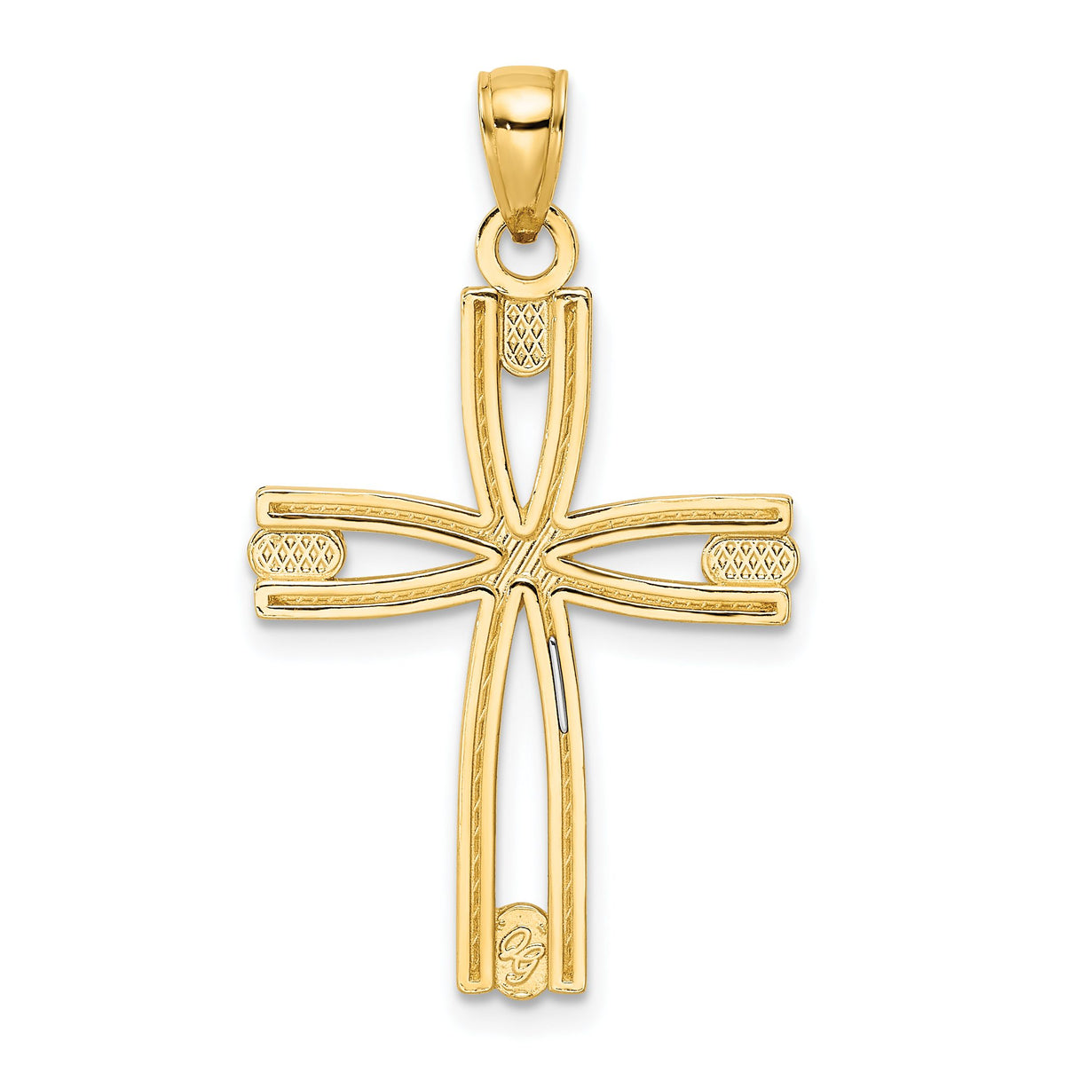 Beaded Cross Pendant in 14K Yellow Gold, 20x29mm - Sophia Jewelers