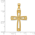 Beaded Cross Pendant in 14K Yellow Gold, 20x29mm - Sophia Jewelers