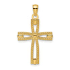 Beaded Cross Pendant in 14K Yellow Gold, 20x29mm - Sophia Jewelers