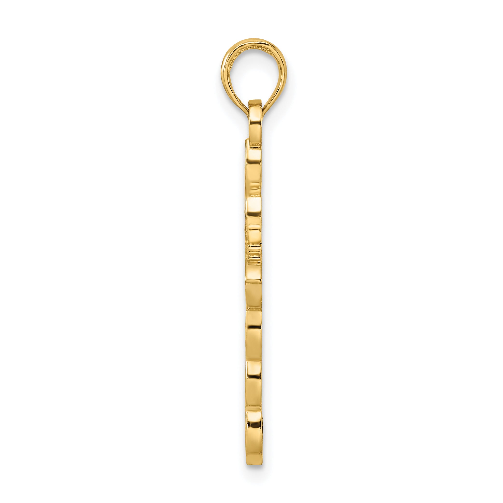 14K Polished & Beaded Design Cross Pendant Secondary image