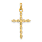 Beaded Cross Pendant in 14K Yellow Gold, 35mm - Sophia Jewelers