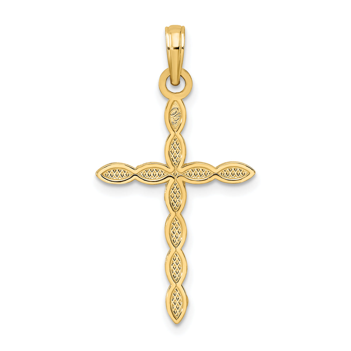 Beaded Cross Pendant in 14K Yellow Gold, 35mm - Sophia Jewelers