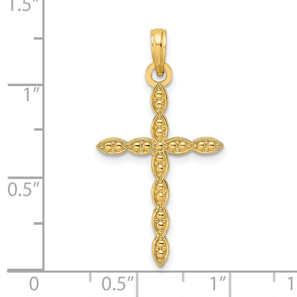 Beaded Cross Pendant in 14K Yellow Gold, 35mm - Sophia Jewelers