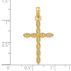 Beaded Cross Pendant in 14K Yellow Gold, 35mm - Sophia Jewelers