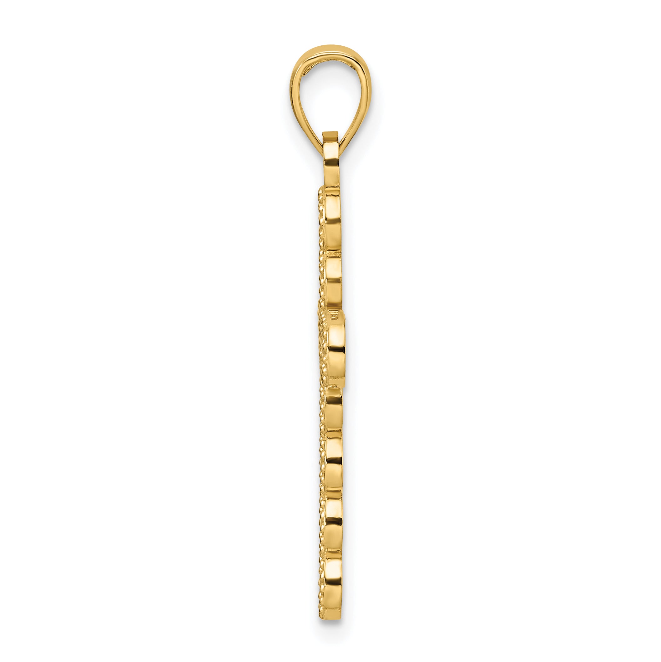 14K Polished & Beaded Circles Cross Pendant Secondary image