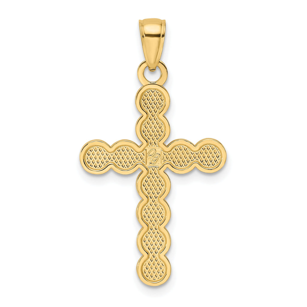 Beaded Circles Cross Pendant in 14K Yellow Gold, 34mm - Sophia Jewelers
