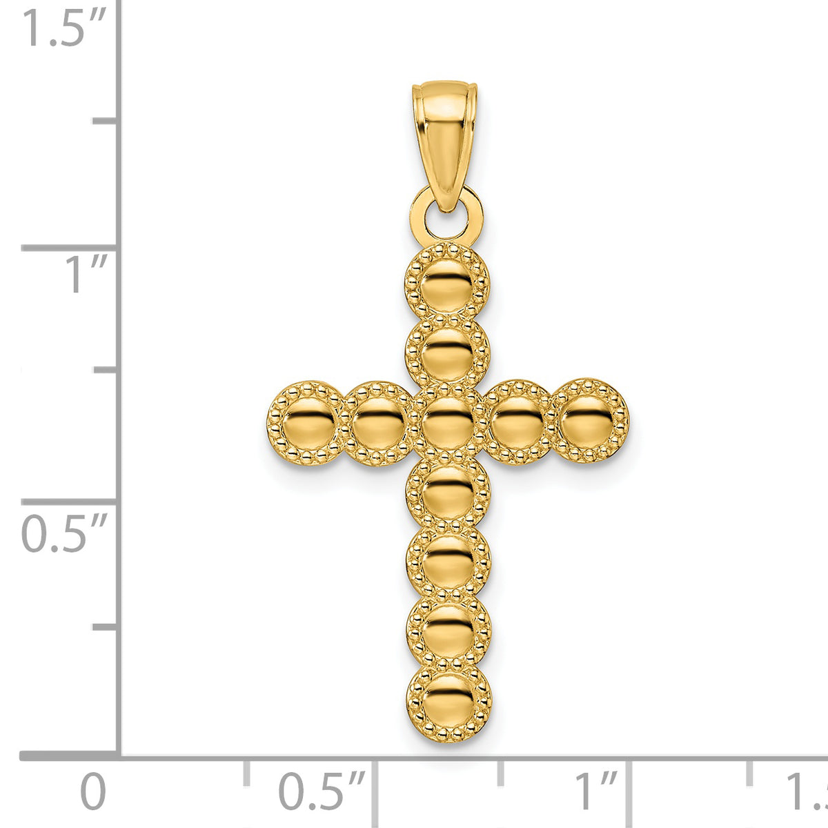 Beaded Circles Cross Pendant in 14K Yellow Gold, 34mm - Sophia Jewelers