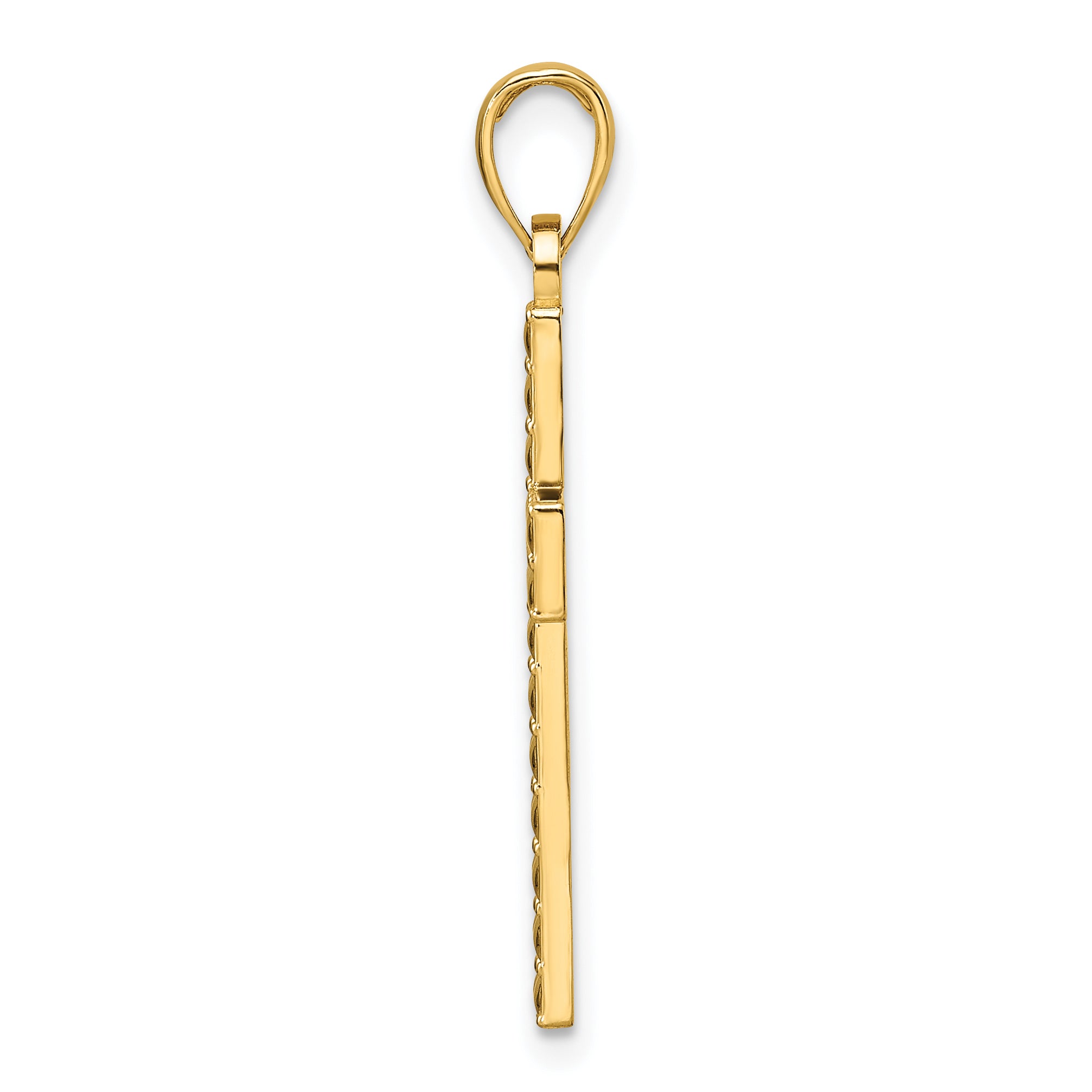 14K Polished & Textured Cross Pendant Secondary image