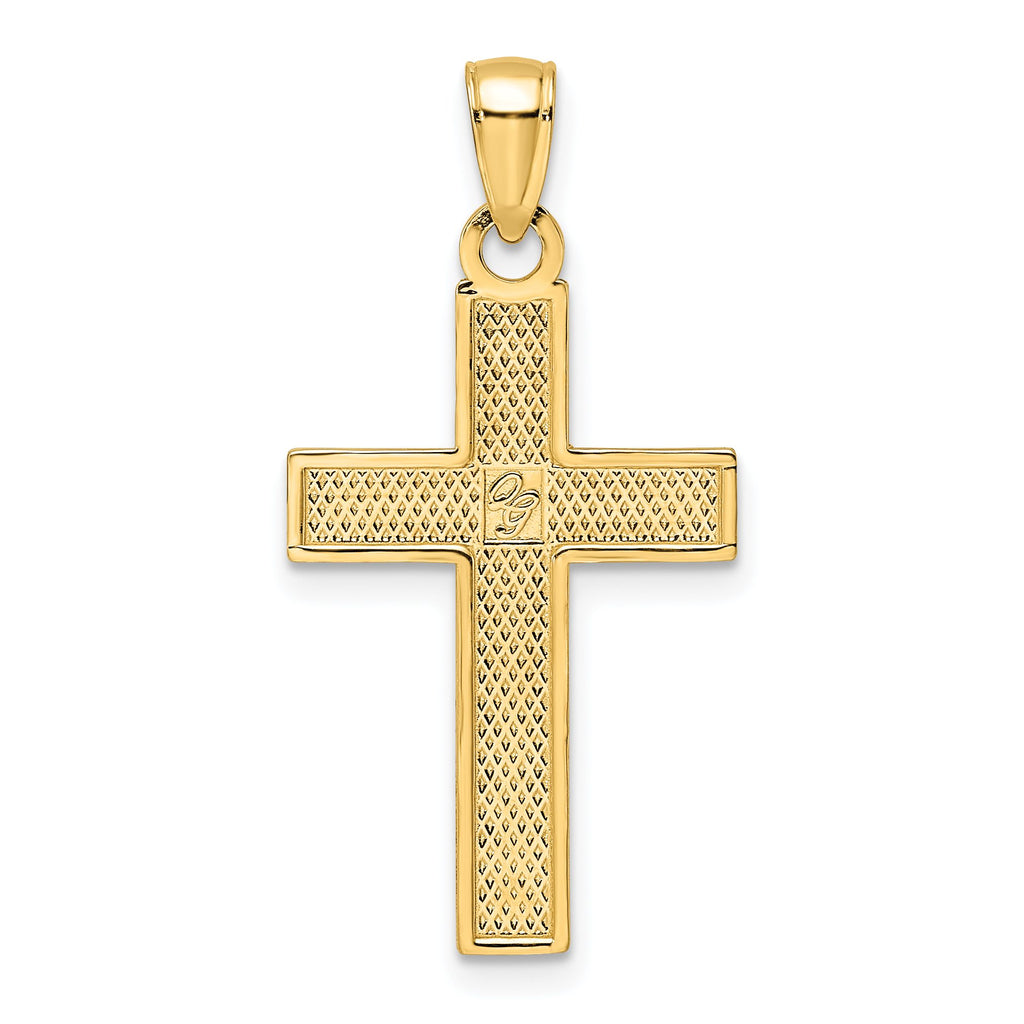Cross Pendant in 14K Yellow Gold, 16mm Textured - Sophia Jewelers