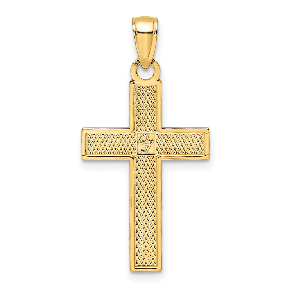 Cross Pendant in 14K Yellow Gold, 16mm Textured - Sophia Jewelers