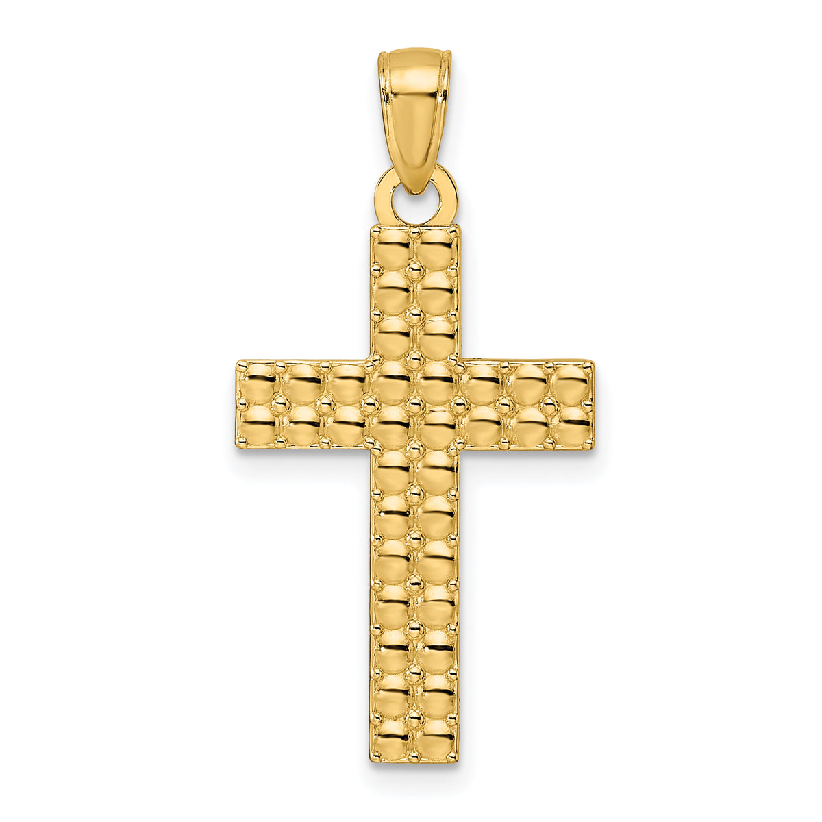 14K Polished and Textured Cross Pendant Main image