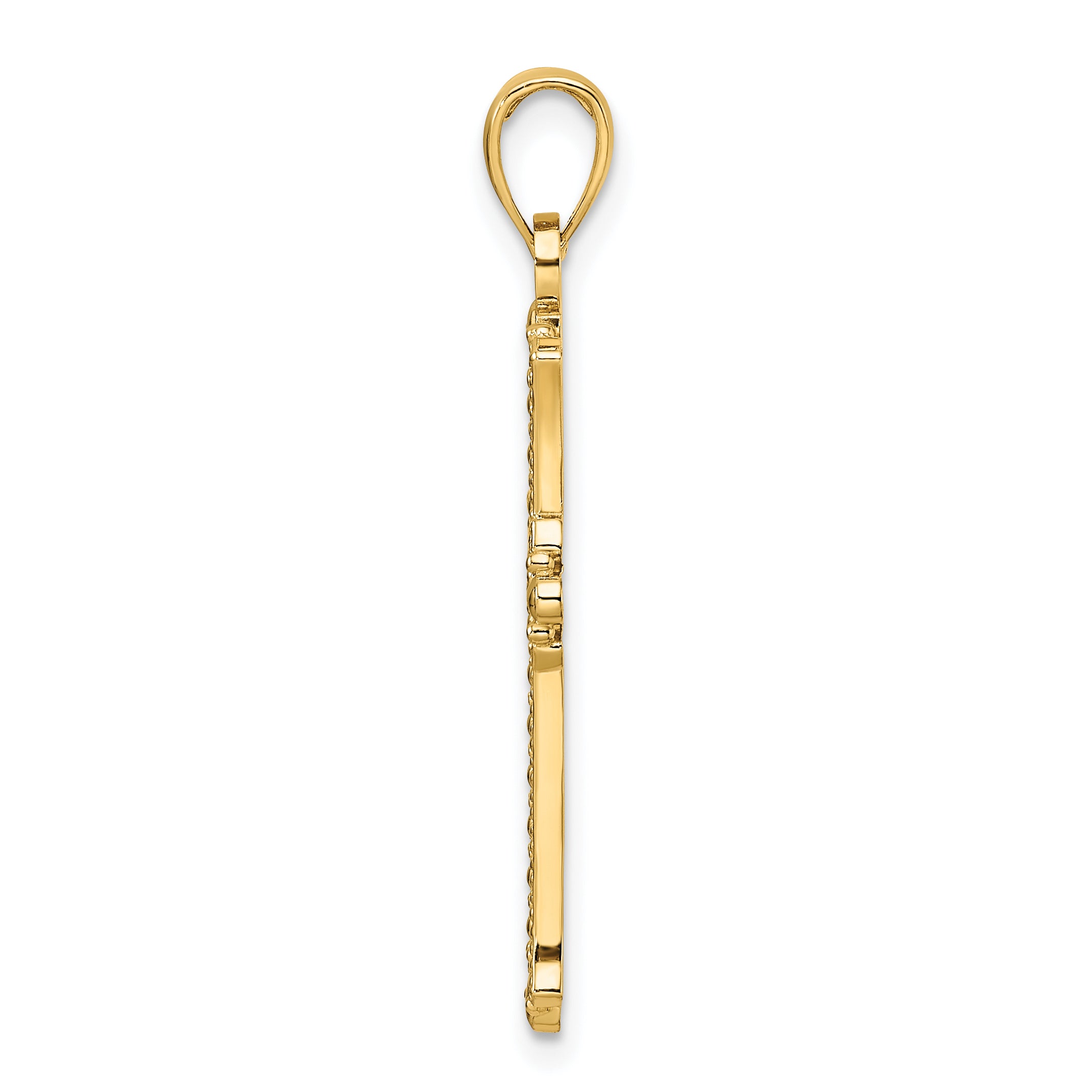 Fancy Cross Pendant in 14K Yellow Gold, 36mm Textured Secondary image