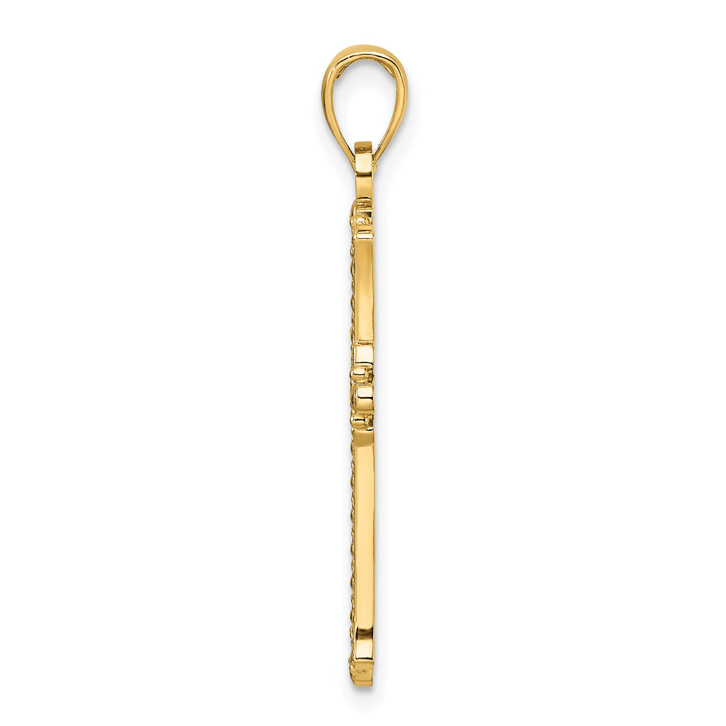 Fancy Cross Pendant in 14K Yellow Gold, 36mm Textured - Sophia Jewelers