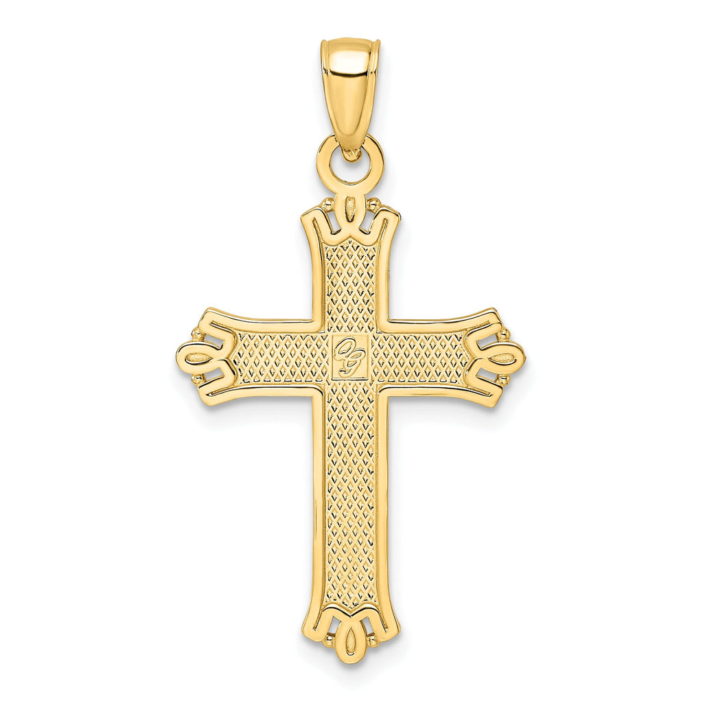 Fancy Cross Pendant in 14K Yellow Gold, 36mm Textured - Sophia Jewelers