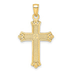 Fancy Cross Pendant in 14K Yellow Gold, 36mm Textured - Sophia Jewelers