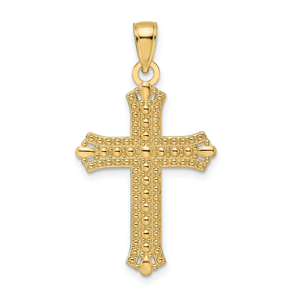 Fancy Cross Pendant in 14K Yellow Gold, 36mm Textured - Sophia Jewelers Main image