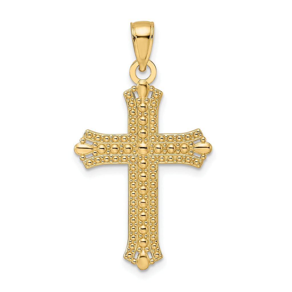 Fancy Cross Pendant in 14K Yellow Gold, 36mm Textured - Sophia Jewelers