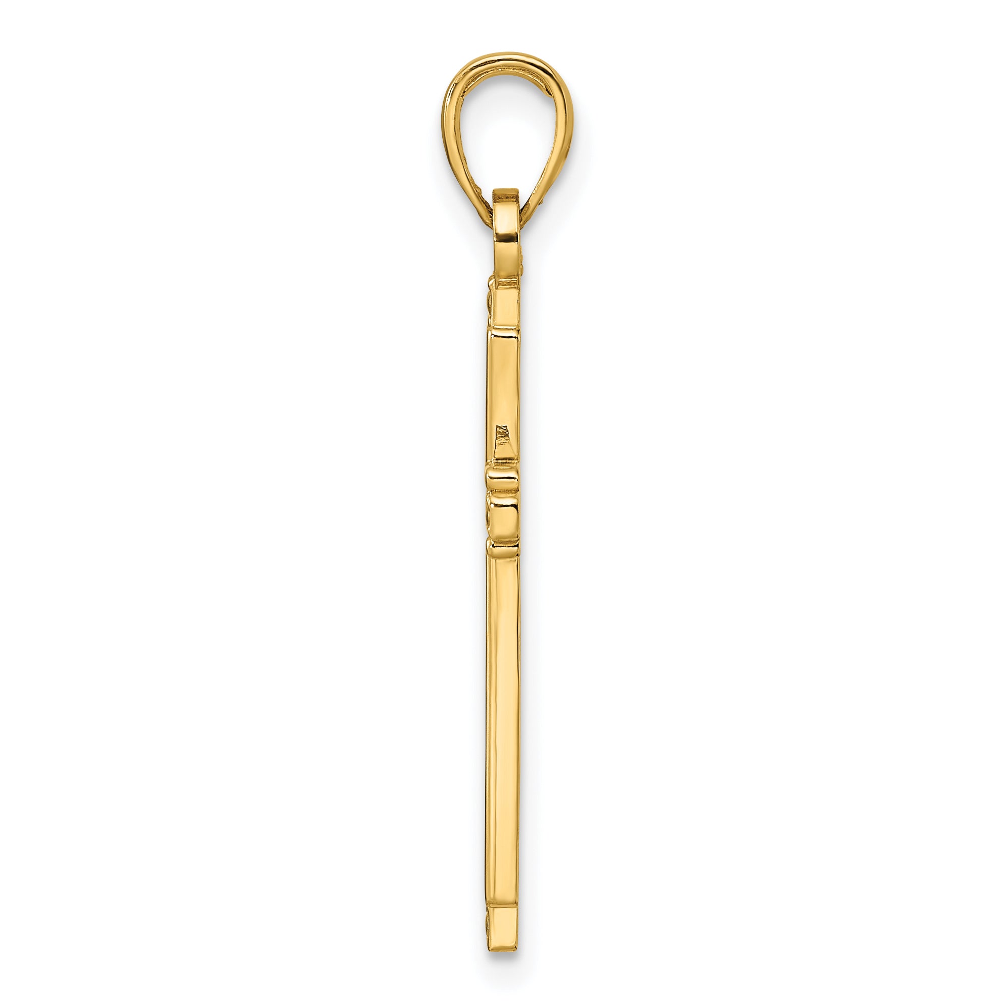 Fancy Cross Pendant in 14K Yellow Gold, 34mm Textured Secondary image